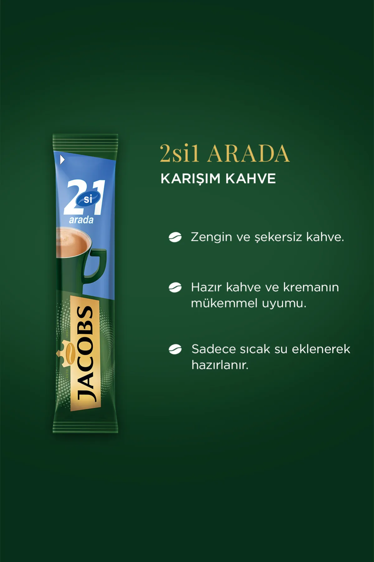 Jacobs 2si 1 Arada Kahve 40 Adet ( 4 X 10’lu Paket )