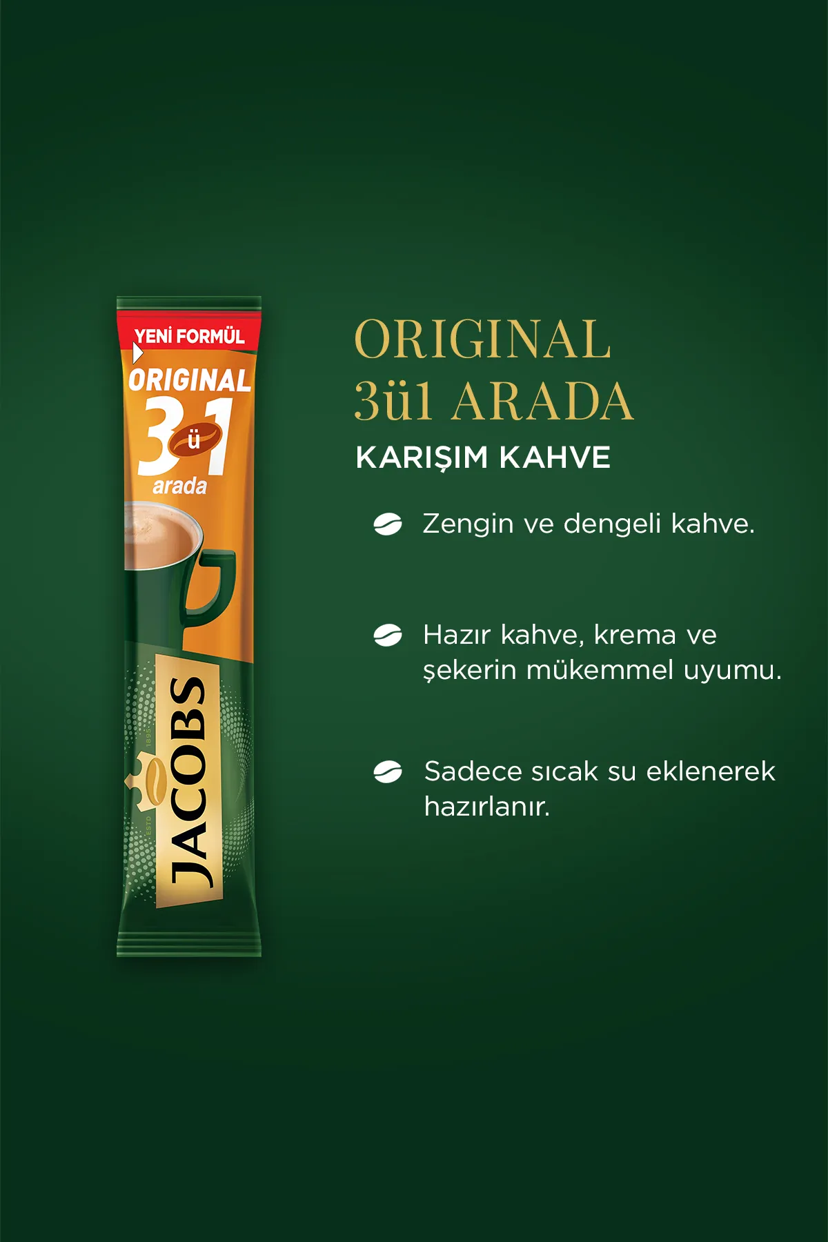 Jacobs 3ü 1 Arada Original Kahve 40 Adet ( 4 X 10’lu Paket )
