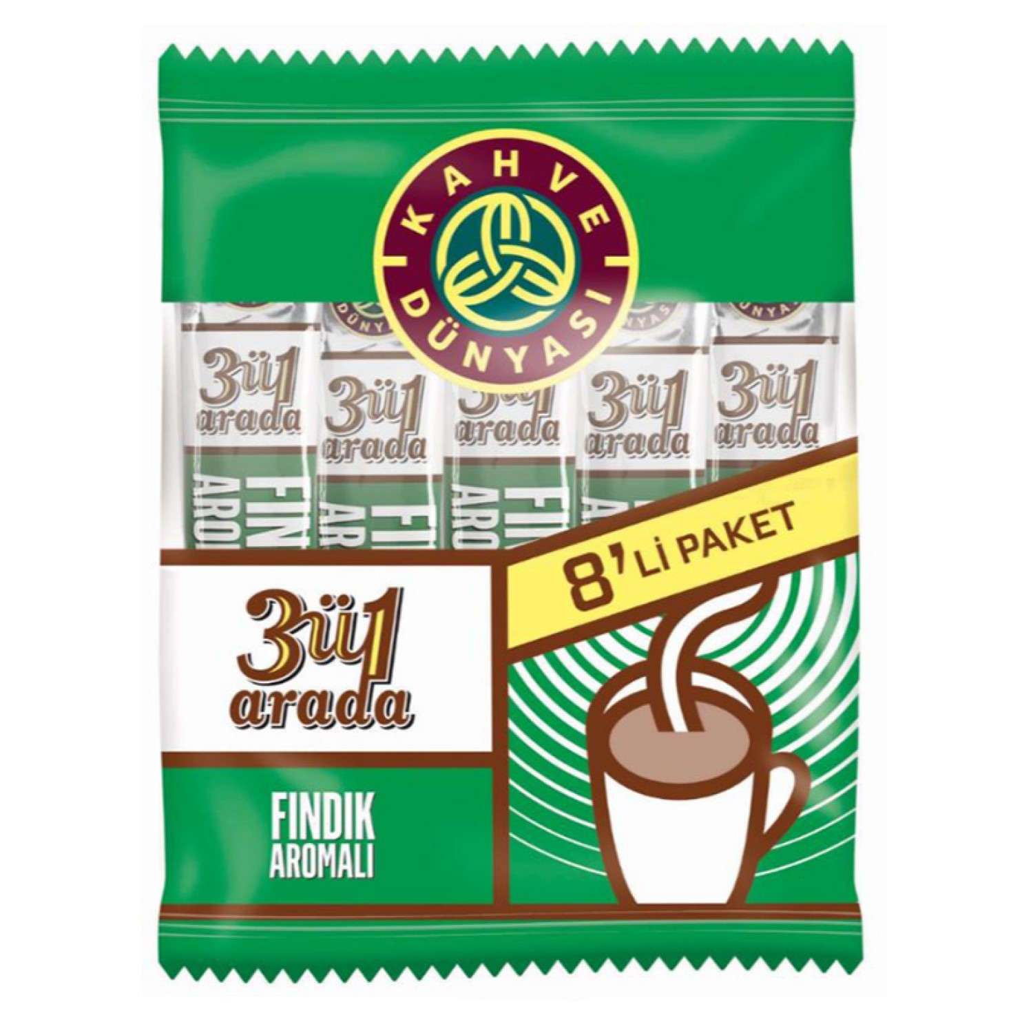 Kahve Dünyası 3’ü 1 Arada Fındık Aromalı Hazır Kahve 18 Gr X 8’li Paket MP