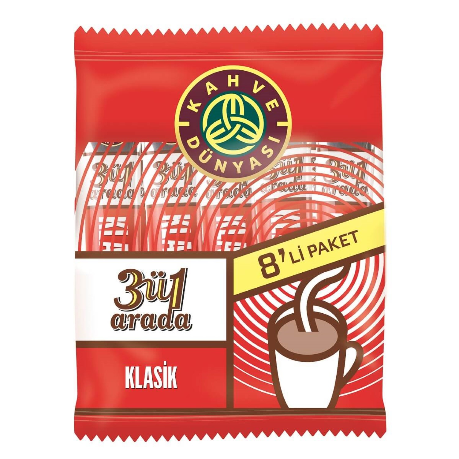 Kahve Dünyası 3’ü 1 Arada Klasik Hazır Kahve 18 Gr X 8’li Paket MP